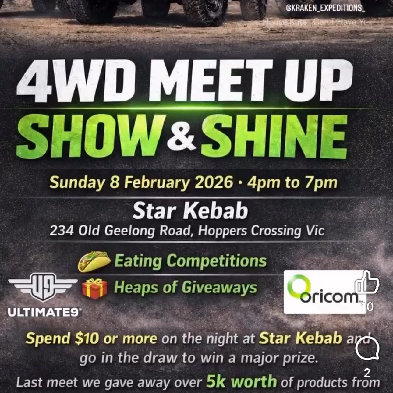 4wd meet Star Kebab Hoppers Crossing, Show and shine heaps of giveaways and food comps